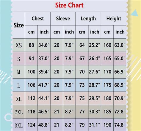 Size Chart .